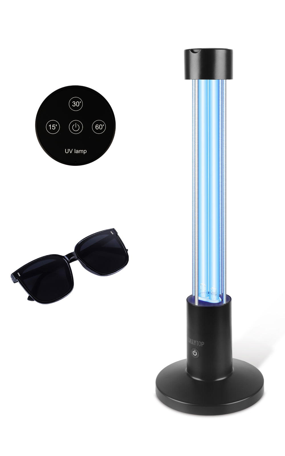 60W UV Light Sanitizer,Ozone-Free Home Disinfection Device for Haloclean UV,254nm UVC Lamp Odor Eliminator for Whole Room,Ultraviolet Light with 3-Speed Timing and Remote