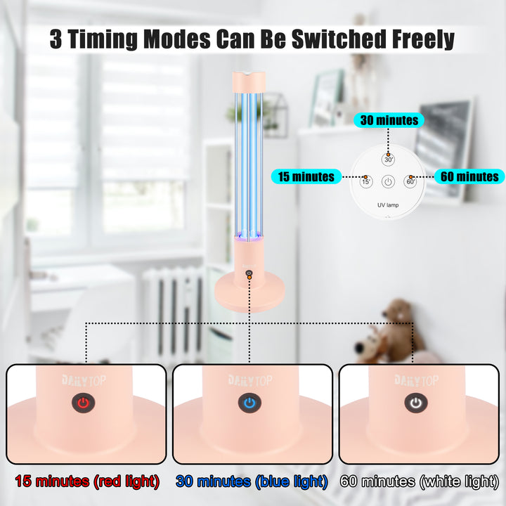 UV Light Sanitizer,60W Ozone-Free Home Disinfection Device for Haloclean UV,254nm UVC Lamp Odor Eliminator for Whole Room,Ultraviolet Light with 3-Speed Timing and Remote
