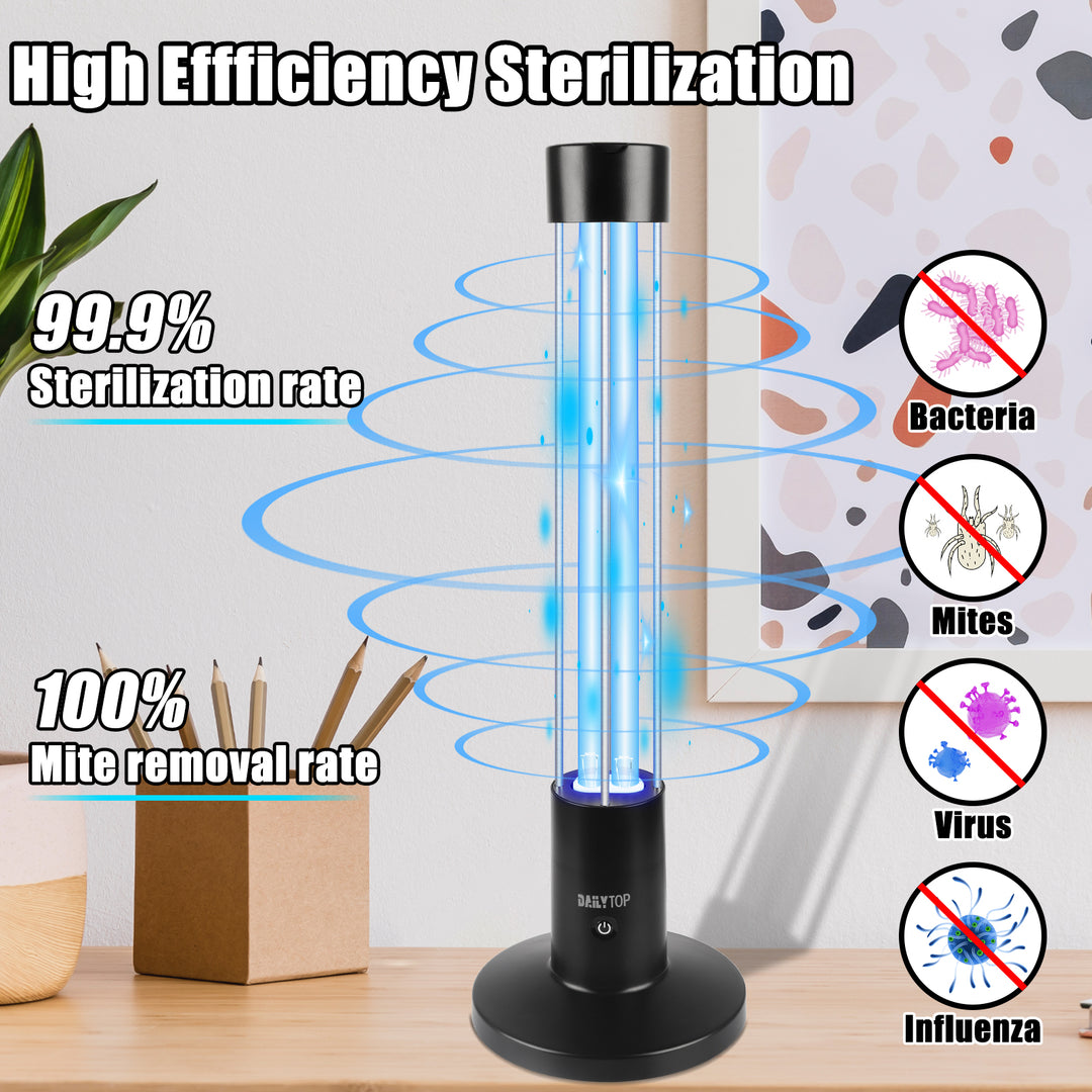60W UV Light Sanitizer,Ozone-Free Home Disinfection Device for Haloclean UV,254nm UVC Lamp Odor Eliminator for Whole Room,Ultraviolet Light with 3-Speed Timing and Remote