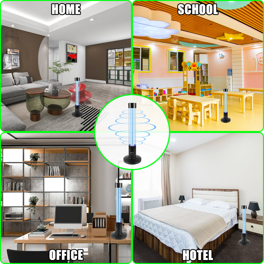 60W UV Light Sanitizer,Ozone-Free Home Disinfection Device for Haloclean UV,254nm UVC Lamp Odor Eliminator for Whole Room,Ultraviolet Light with 3-Speed Timing and Remote