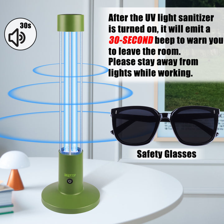 60W UV Light Sanitizer, Ozone-Free Home Disinfection Device for Haloclean UV, 254nm UVC Lamp Odor Eliminator for Whole Room, Ultraviolet Light with 3-Speed Timing and Remote