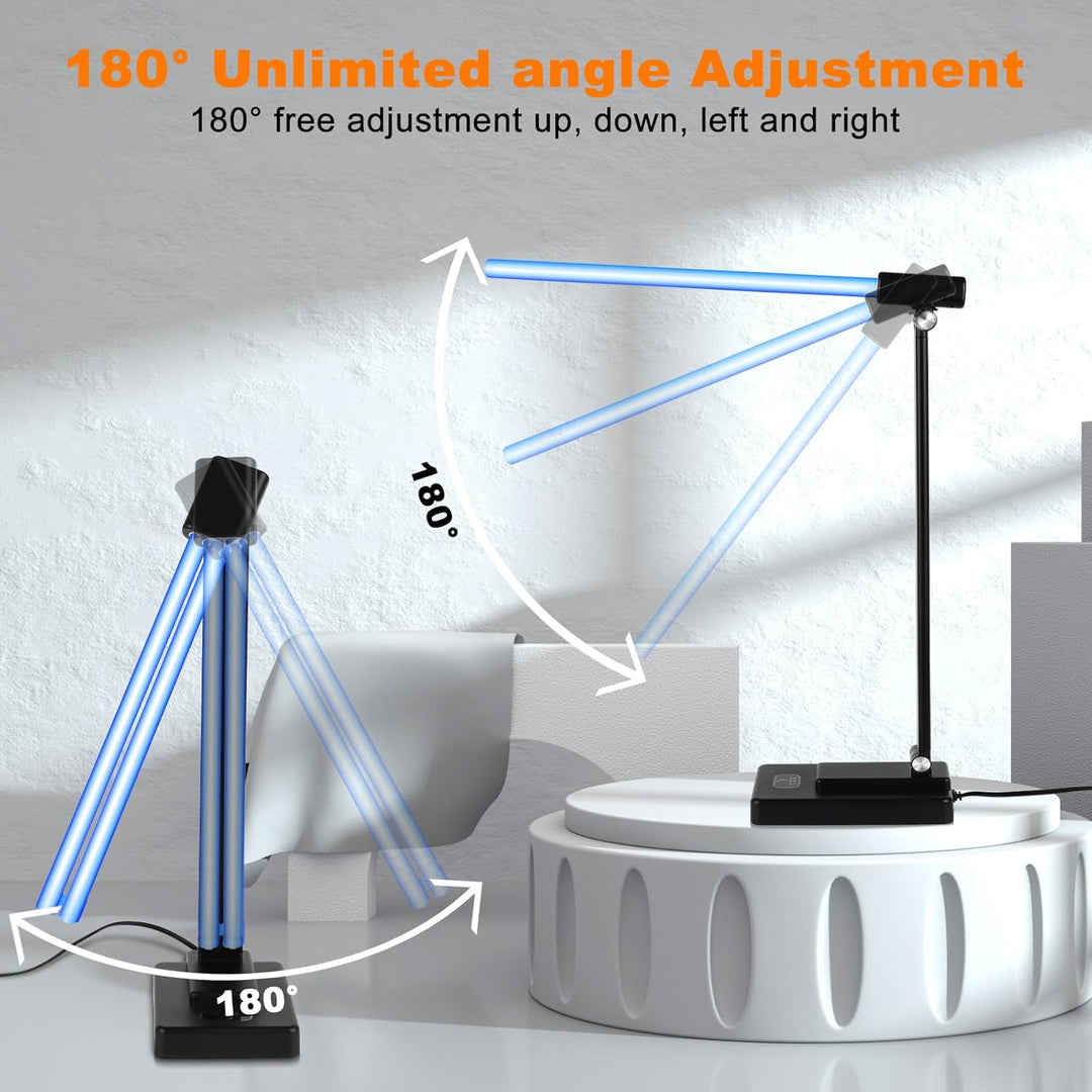 A close-up view of the Dailytop collapsible UVC lamp, showing its unique folding mechanism for compact storage.