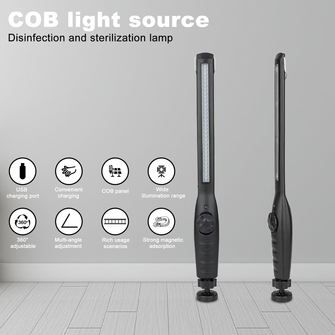 Dailytop handheld portable UV light wand with COB light source, USB charging, and magnetic base.