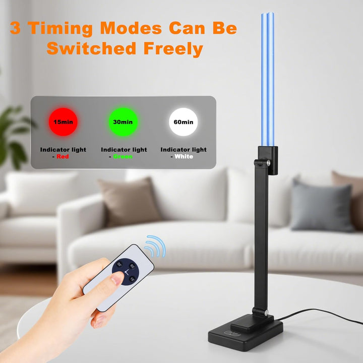 Dailytop portable UV wand with three functions: handheld disinfection, tabletop lamp, and magnetic wall mount.