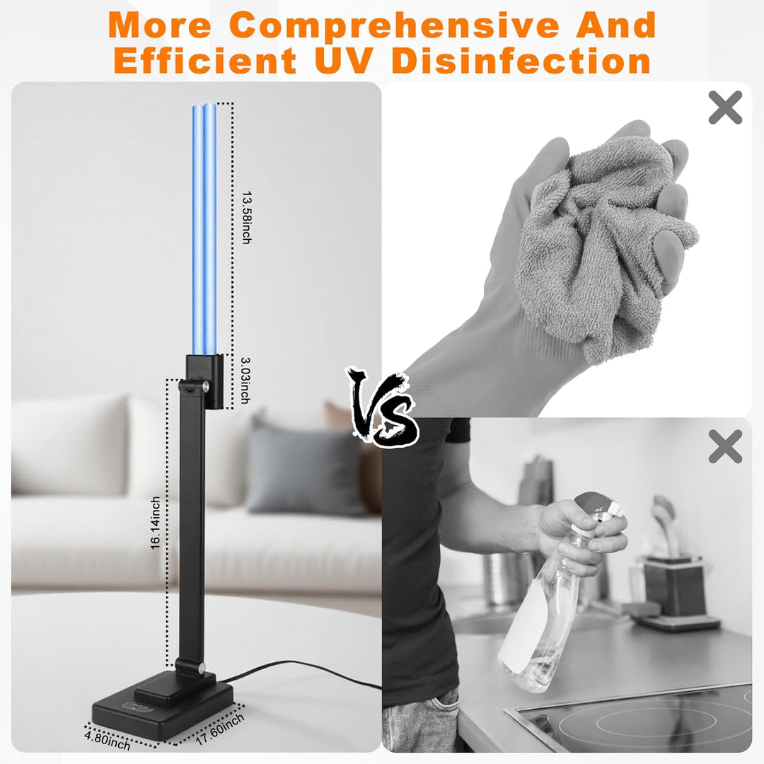 A comparison of Dailytop UVC light disinfection versus traditional chemical sprays and wipes, highlighting a more effective method.