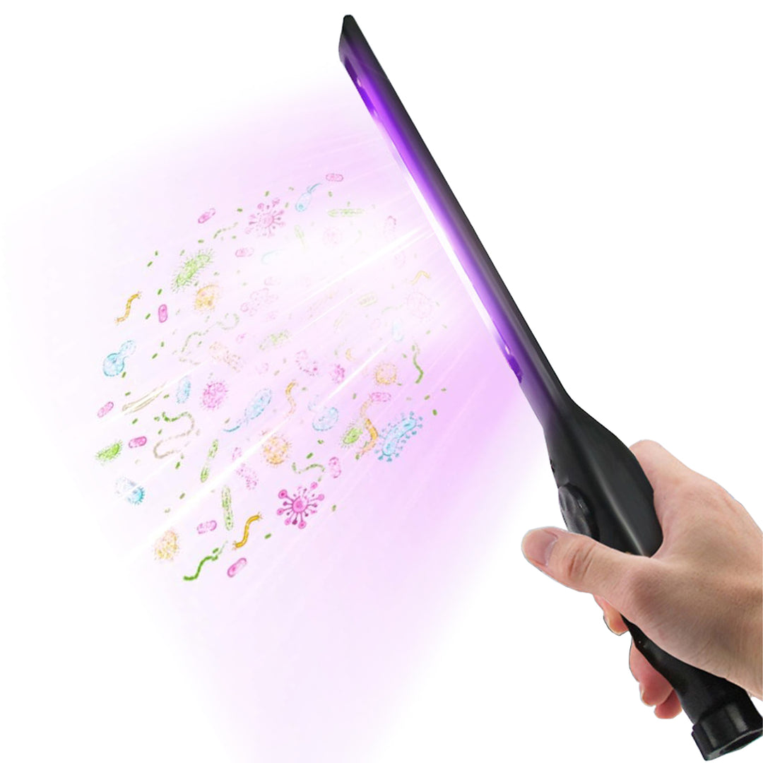 Dailytop handheld UV sterilization wand in action, emitting purple light to kill floating germs and bacteria