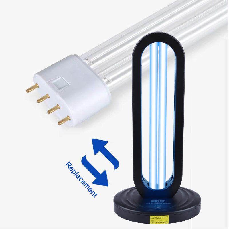 Dailytop uv light bulb with a stand and replacement part on a white background
